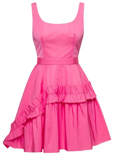 Shop Alexander Mcqueen Pink Mini Dress With Oversize Ruche In Polyfaille Woman