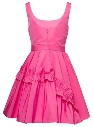 Shop Alexander Mcqueen Pink Mini Dress With Oversize Ruche In Polyfaille Woman