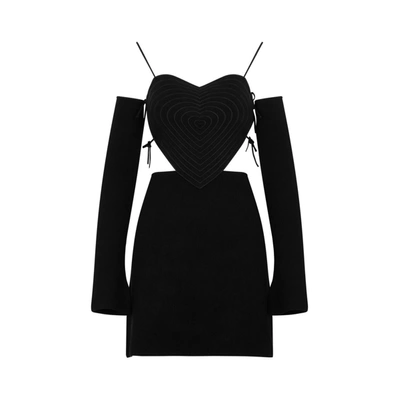 Shop Mach & Mach Heart Mini Dress In Black