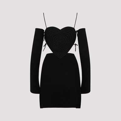 Shop Mach & Mach Heart Mini Dress In Black
