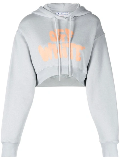 Shop Off-white 70's Type Logo Hoodie In Grey