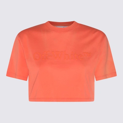 Shop Off-white Red Coral Cotton Cropped T-shirt