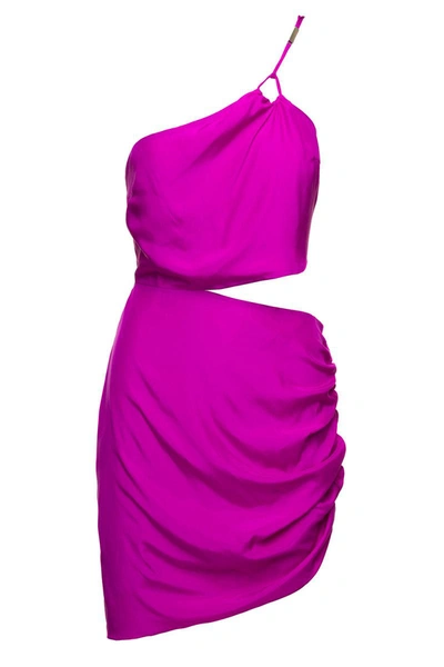 Shop Gauge81 'midori' One-shoulder Mini Hot Pink Dress With Cut-out Detail In Silk Woman  In Violet