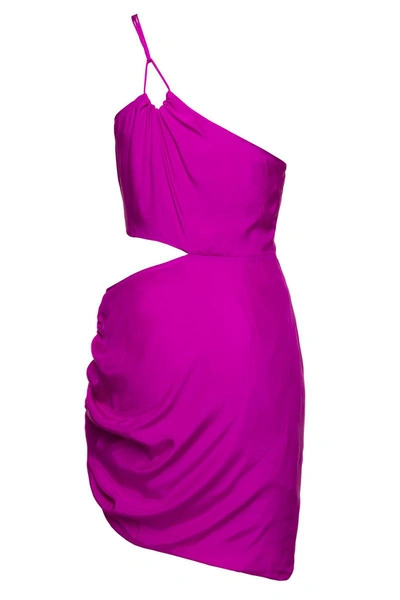 Shop Gauge81 'midori' One-shoulder Mini Hot Pink Dress With Cut-out Detail In Silk Woman  In Violet