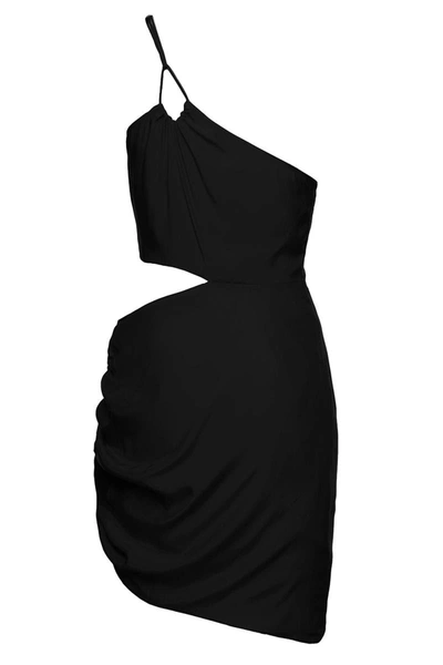 Shop Gauge81 'midori' One-shoulder Mini Black Dress With Cut-out Detail In Silk Woman