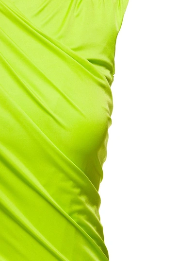 Shop Versace Green Sleeveless Draped Mini Dress In Viscosa Woman