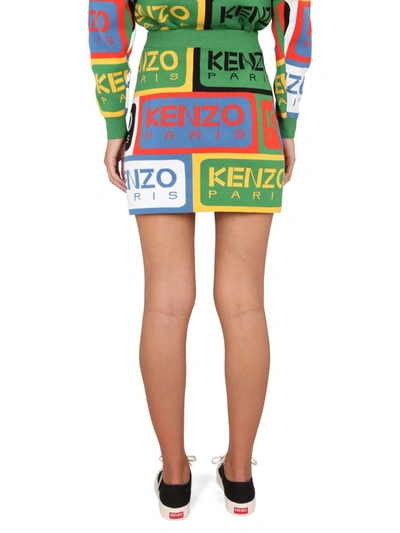 Shop Kenzo Labels Miniskirt In Multicolor
