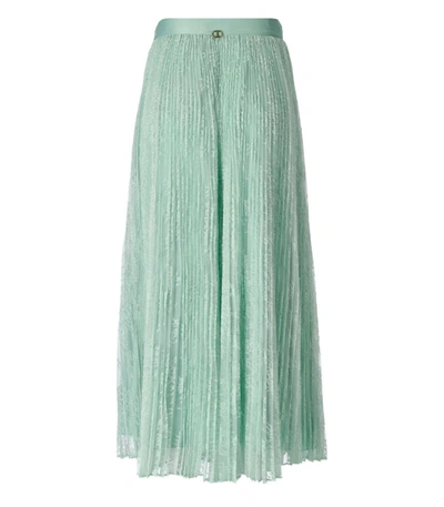 Shop Twinset Green Lace Pleated Skirt