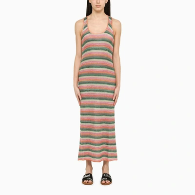 Shop Roberto Collina Striped Long Dress In Multicolor