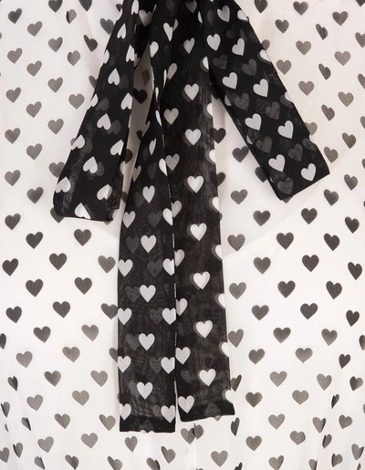 Shop Red Valentino Silk Dress With Hearts Print In White