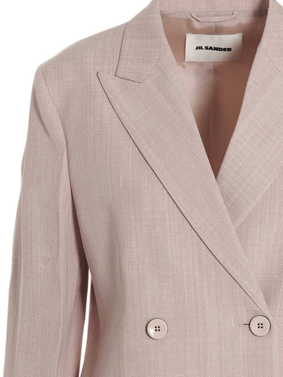 Shop Jil Sander Double Breast Blazer Jacket In Pink