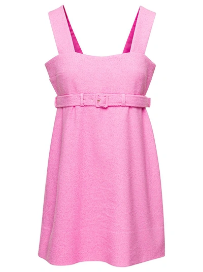 Shop Patou Pink Corsage Belted Minidress In Cotton Blend Woman