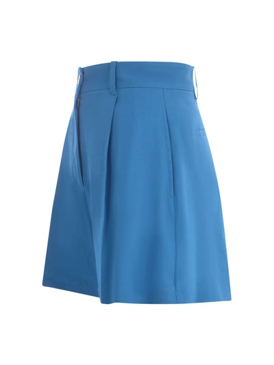 Pinko High-waist Linen-blend Shorts In Clear Blue