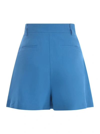 Pinko High-waist Linen-blend Shorts In Clear Blue
