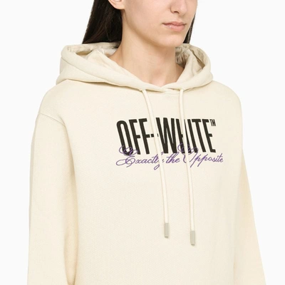 Shop Off-white ™ Ivory Hoodie With Logo In Beige
