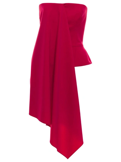 Shop Del Core Red Corset With Oversized Draping In Silk Woman