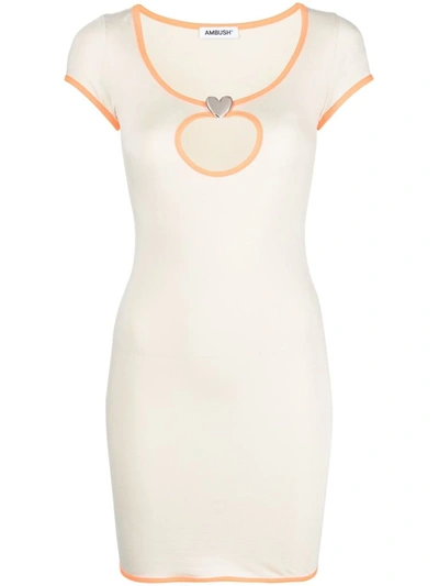 Ambush Heart-shaped Cutout Mini Dress In White