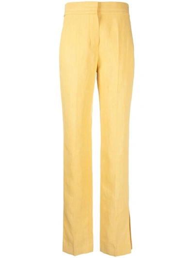 Shop Jacquemus 'tibau' Trousers In Yellow