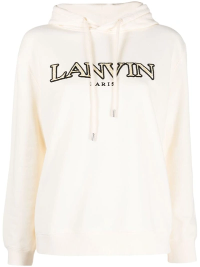 Shop Lanvin Logo Cotton Hoodie In White