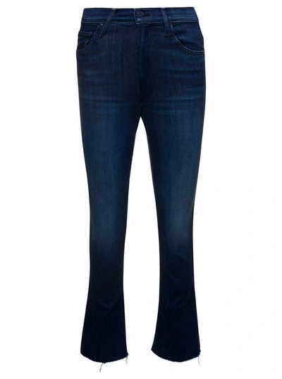 Shop Mother 'the Insider' Blue Jeans With Lightly Flared Leg In Cotton Blend Denim Woman
