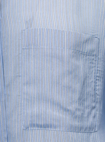Shop Douuod Light Blue Long-sleeve Striped Shirt In Viscose And Silk Woman