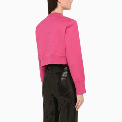 Shop Rotate Birger Christensen Fuchsia Jersey With Epaulettes In Pink