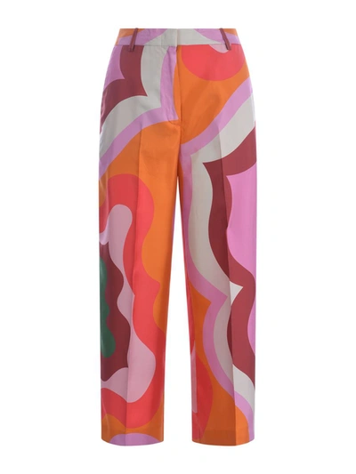 Shop Etro Trousers  "color Block" In Orange