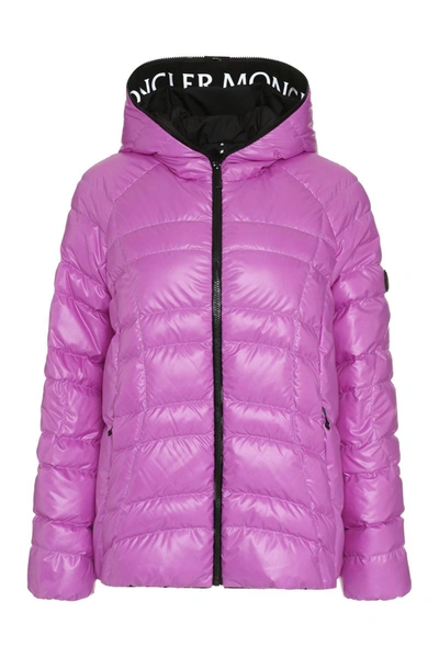 Shop Moncler Narlay Hooded Full-zip Down Jacket In Purple