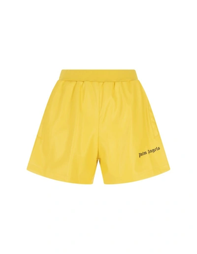 Shop Palm Angels Sports Shorts With Logo In Yellow