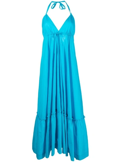 Shop P.a.r.o.s.h . V Neck Long Dress In Clear Blue
