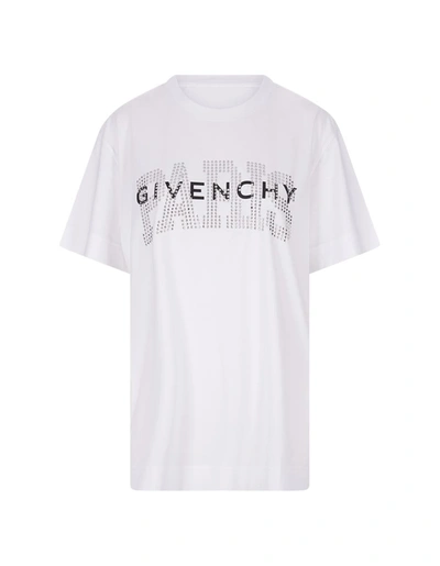 Shop Givenchy Oversize T-shirt With Rhinestone Logo In White