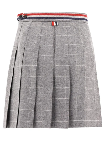 Shop Thom Browne "rwb" Pleated Skirt In Grey