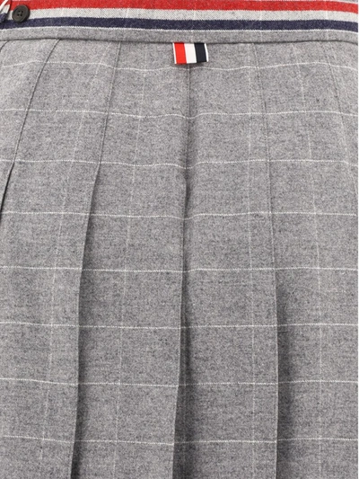 Shop Thom Browne "rwb" Pleated Skirt In Grey