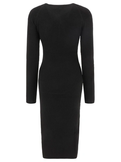 Shop Coperni "twisted" Ribbed Dress With Cut-out In Black