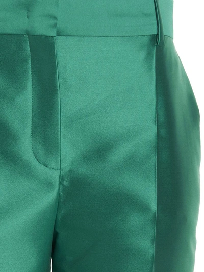 Shop Alberta Ferretti Satin Pants In Green