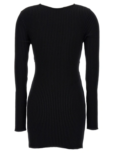 Shop Andreädamo Andreādamo 'ribbed Knit Mini' Dress In Black