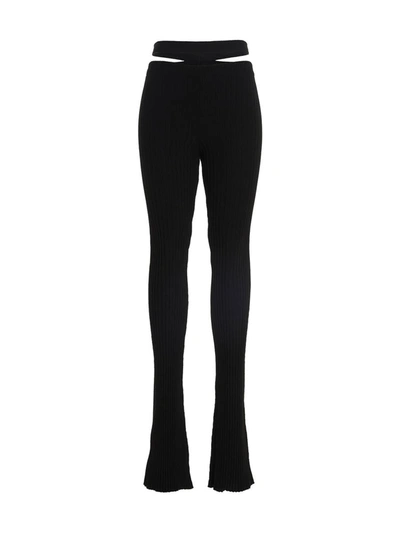 Shop Andreädamo Andreādamo Ribbed Flared Trousers In Black