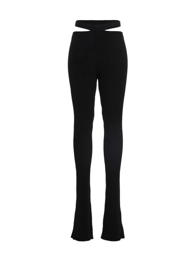 Shop Andreädamo Andreādamo Ribbed Flared Trousers In Black