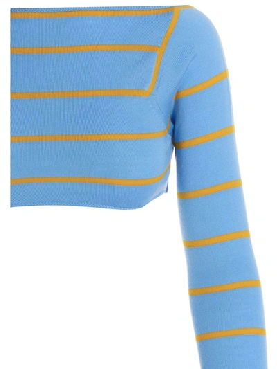 Shop Emilio Pucci Pucci Cut-out Cropped Sweater In Blue