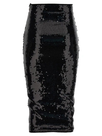 Alexandre Vauthier Black Mesh Midi Skirt In Black