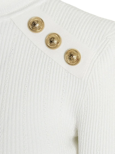 Shop Balmain 'button-trimmed' Turtleneck Sweater In White