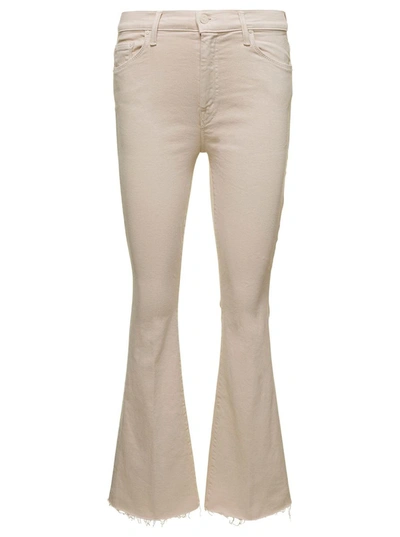 Shop Mother 'the Weekender' Beige Five-pocket Jeans With Flared Leg In Denim Woman