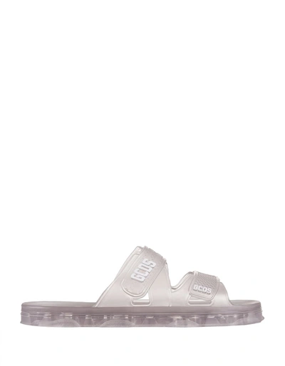 Shop Gcds Trasparent Slipper With Strap And Logo In Transparent