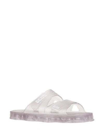 Shop Gcds Trasparent Slipper With Strap And Logo In Transparent