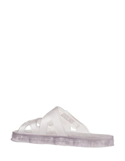 Shop Gcds Trasparent Slipper With Strap And Logo In Transparent