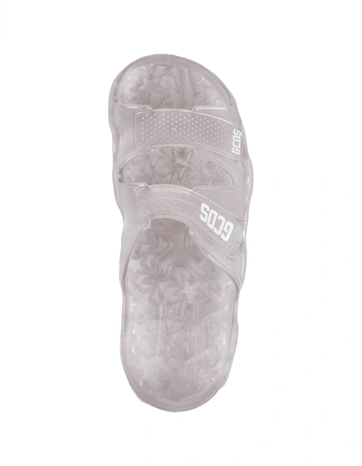 Shop Gcds Trasparent Slipper With Strap And Logo In Transparent