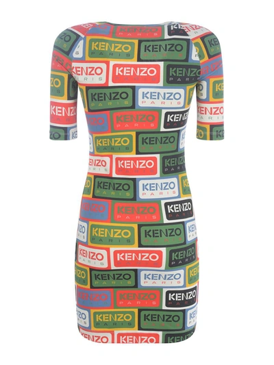 Shop Kenzo Mini Dress  " Labels" In Red