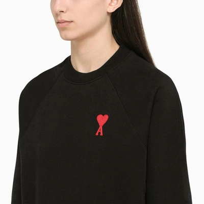 Shop Ami Alexandre Mattiussi Ami Paris Ami De Coeur Crew-neck Sweatshirt In Black
