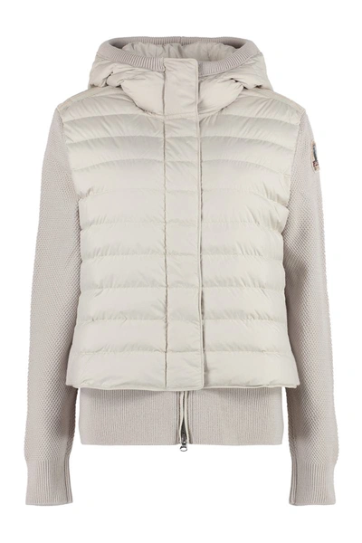 Shop Parajumpers Nina Knit Jacket With Padded Panels In Beige