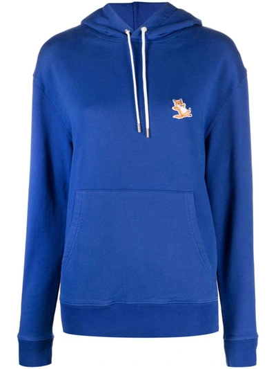 Shop Maison Kitsuné Sweatshirt With Hood And Logo In Blue